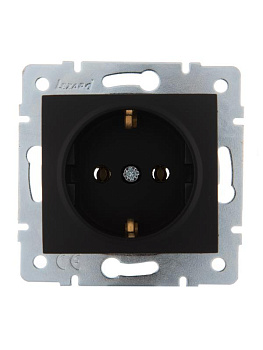 Механизм розетки 1-м СП Karina с заземл. термопласт черн. бархат LEZARD 707-4288-122B