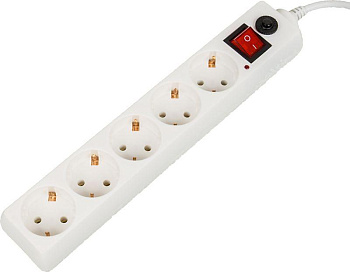 Удлинитель с сетевым фильтром 5х1.8м с заземл. 10А IP20 500SH-1.8-W CCA 2200Вт бел. BURO 992284