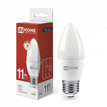 Лампа светодиодная LED-СВЕЧА-VC 11Вт 230В E27 4000К 990лм IN HOME 4690612020495