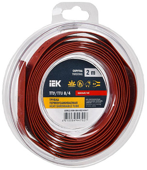 Трубка термоусадочная ТТУ нг-LS 8/4 красн. (уп.2м) IEK UDR12-008-004-002-K04-T Трубка термоусадочная ТТУ нг-LS 8/4 красн. (уп.2м) IEK UDR12-008-004-002-K04-T