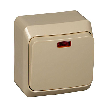 Выключатель 1-кл. ОП Этюд 10А IP20 с подсветкой крем. SchE BA10-005K