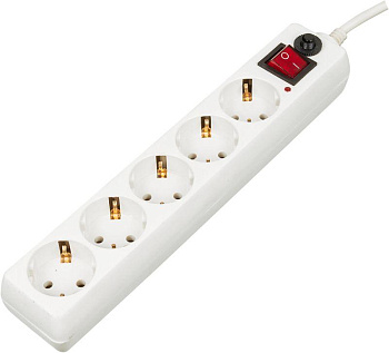 Удлинитель с сетевым фильтром 5х5м с заземл. 10А IP20 500SH-5-W CCA 2200Вт бел. BURO 992295