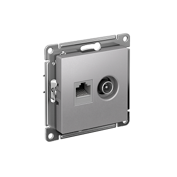 Розетка компьютерная + телевизионная 2-м AtlasDesign RJ45 кат.5E + TV механизм алюм. SchE ATN000389