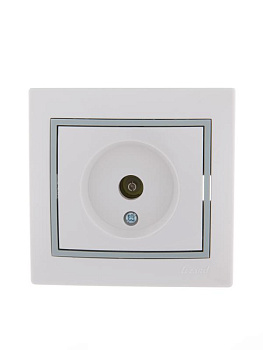 Розетка оконечная TV СП Mira 16А IP20 с сер. вставкой бел. LEZARD 701-0215-130