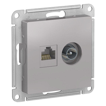 Розетка компьютерная + телевизионная 2-м AtlasDesign RJ45 кат.5E + TV механизм алюм. SchE ATN000389 Розетка компьютерная + телевизионная 2-м AtlasDesign RJ45 кат.5E + TV механизм алюм. SchE ATN000389