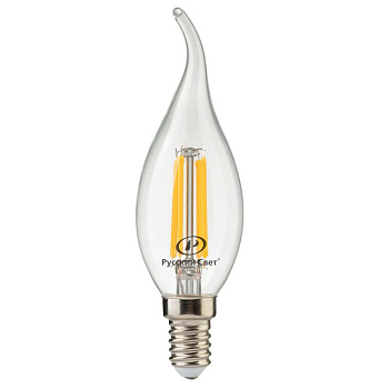 Лампа светодиодная филаментная RS LED F BхS E14 7W 220-240V 2700К 7Вт свеча на ветру 810лм Ra 90 Русский Свет 15011045087 Лампа светодиодная филаментная RS LED F BхS E14 7W 220-240V 2700К 7Вт свеча на ветру 810лм Ra 90 Русский Свет 15011045087