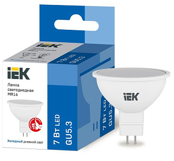 Лампа светодиодная ECO MR16 софит 7Вт 230В 6500К GU5.3 IEK LLE-MR16-7-230-65-GU5 Лампа светодиодная ECO MR16 софит 7Вт 230В 6500К GU5.3 IEK LLE-MR16-7-230-65-GU5