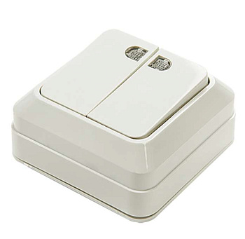 Выключатель 2-кл. ОП Bolleto 10А IP20 7123 накладной с подсветкой бел. ASD / IN HOME 4680005959778 Выключатель 2-кл. ОП Bolleto 10А IP20 7123 накладной с подсветкой бел. ASD / IN HOME 4680005959778