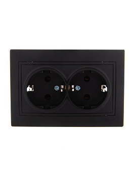 Розетка 2-м СП Mira 16А IP20 с заземл. керамика черн. бархат LEZARD 701-4242-127