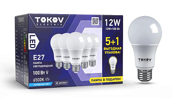 Лампа светодиодная 12Вт А60 6500К Е27 176-264В Promo 5+1 TOKOV ELECTRIC Promo-A60-E27-12-6.5K Лампа светодиодная 12Вт А60 6500К Е27 176-264В Promo 5+1 TOKOV ELECTRIC Promo-A60-E27-12-6.5K