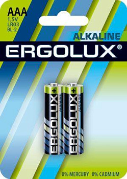 Элемент питания алкалиновый LR03 BL-2 1.5В Alkaline (блист.2шт) Ergolux 11743