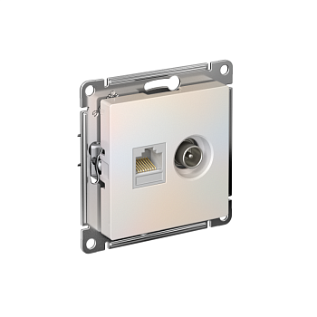 Механизм розетки компьютерной RJ45+TV 2-м AtlasDesign CAT.5e жемчуж. SchE ATN000489