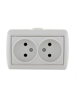 Розетка 2-м ОП Nata 16А IP20 без заземл. керамика бел. LEZARD 710-0200-128