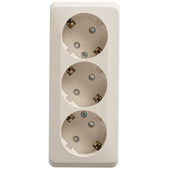 Розетка 3-м ОП Этюд 16А IP20 250В с заземл. защ. шторки крем. SchE PA16-012K