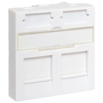 Вставка розеточная 45х45мм формат Mosaic на 2 модуля Keystone защ. шторки и маркерами бел. TeraLINK PRO EKF TRP-INS-MOS-2M2P-WH
