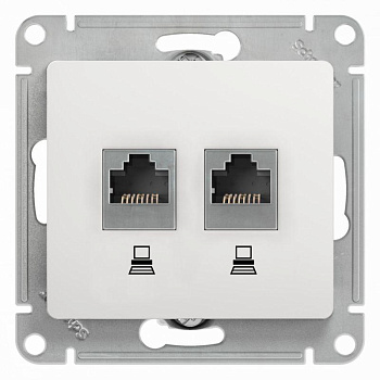 Механизм розетки комп. 2-м Glossa RJ45+RJ45 кат.5е бел. SchE GSL000185KK Механизм розетки комп. 2-м Glossa RJ45+RJ45 кат.5е бел. SchE GSL000185KK
