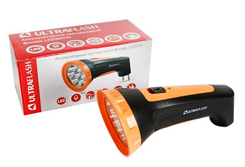 Фонарь LED 3807M (аккум. 220В черн./желт. 7 LED 2 режима SLA пласт. коробка) Ultraflash 12868