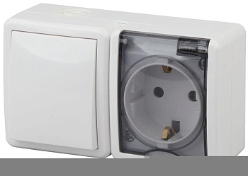 Блок ОП розетка+выключатель 11-7401-01 16АХ(10AX)-250В IP54 Эксперт бел. ЭРА Б0020733