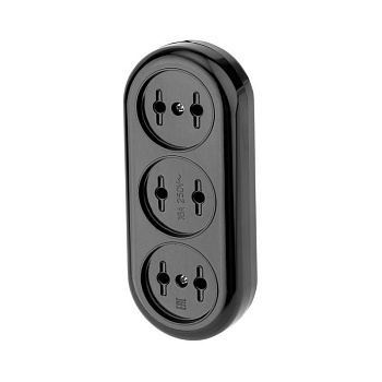 Колодка 3 гнезда карболитовая б/з 16А черн. Rexant 11-8979