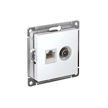 Механизм розетки компьютерной 2-м AtlasDesign RJ45 кат.5E+TV бел. SchE ATN000189