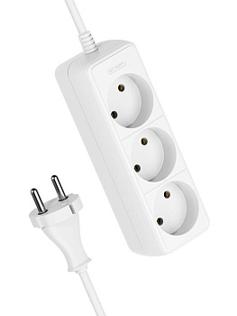 Удлинитель 3х1.5м без заземл. 16А IP20 ПВС 2х1 Космос YKsm1.5m-3g(K)