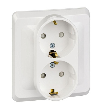 Розетка 2-м СП Этюд 16А IP20 250В с заземл. защ. шторки бел. SchE PC16-008B