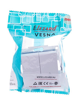 Механизм выключателя проходн. 2-кл.СП VESNA проходной двойной бел. LEZARD 742-0288-106