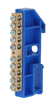 Шина N "ноль" на DIN-изол. ШНИ-6х9-10-Д NO-222-46 син. ЭРА Б0033427 