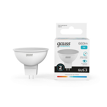 Лампа светодиодная Elementary MR16 GU5.3 9Вт 4100К Gauss 13529 Лампа светодиодная Elementary MR16 GU5.3 9Вт 4100К Gauss 13529