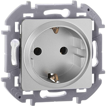 Механизм розетки 1-м СП Inspiria 16А IP20 2P+E немецк. стандарт алюм. Leg 673722