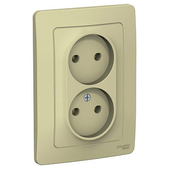 Розетка 2-м СП Blanca 16А IP20 250В без заземл. без защ. шторок беж. SchE BLNRS000027
