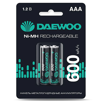 Аккумулятор AAA/HR03 1.2В Ni-MH 600мА.ч BL-2 (уп.2шт) DAEWOO 5043114 Аккумулятор AAA/HR03 1.2В Ni-MH 600мА.ч BL-2 (уп.2шт) DAEWOO 5043114