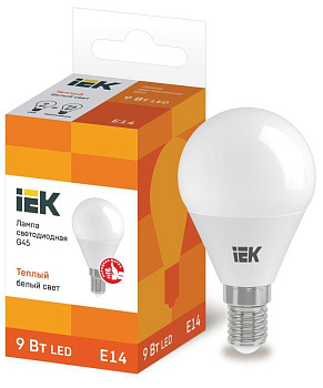 Лампа светодиодная ECO G45 9Вт шар 3000К E14 230В IEK LLE-G45-9-230-30-E14 Лампа светодиодная ECO G45 9Вт шар 3000К E14 230В IEK LLE-G45-9-230-30-E14