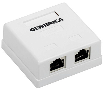 Розетка информационная RJ45 кат.5е FTP 2 порта настенная GENERICA ITK CS2-1C5EF-22-G Розетка информационная RJ45 кат.5е FTP 2 порта настенная GENERICA ITK CS2-1C5EF-22-G