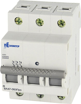 Выключатель автоматический модульный 3п C 10А 4.5кА ВА 47-063Про Контактор 7000145