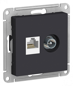 Механизм розетки компьютерной 2-м AtlasDesign RJ45 кат.5E+TV карбон SchE ATN001089 Механизм розетки компьютерной 2-м AtlasDesign RJ45 кат.5E+TV карбон SchE ATN001089