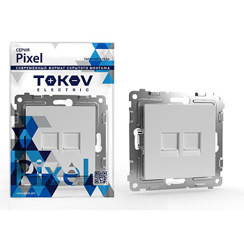 Розетка компьютерная 2-м СП Pixel RJ45 кат.5E механизм бел. TOKOV ELECTRIC TKE-PX-RC2-C01 Розетка компьютерная 2-м СП Pixel RJ45 кат.5E механизм бел. TOKOV ELECTRIC TKE-PX-RC2-C01