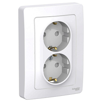 Розетка 2-м СП Blanca 16А IP20 250В с заземл. защ. шторки бел. SchE BLNRS001121