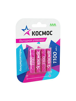 Аккумулятор AAA/R03 Ni-MH 1100мА.ч (блист.4шт) КОСМОС KOCR03NIMH(1100MAH)4BL Аккумулятор AAA/R03 Ni-MH 1100мА.ч (блист.4шт) КОСМОС KOCR03NIMH(1100MAH)4BL
