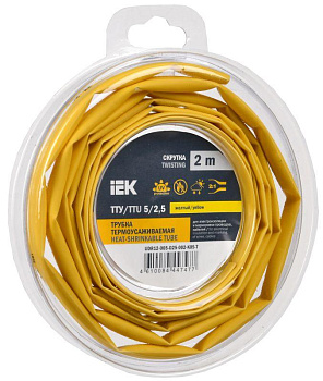 Трубка термоусадочная ТТУ нг-LS 5/2.5 желт. (уп.2м) IEK UDR12-005-D25-002-K05-T Трубка термоусадочная ТТУ нг-LS 5/2.5 желт. (уп.2м) IEK UDR12-005-D25-002-K05-T
