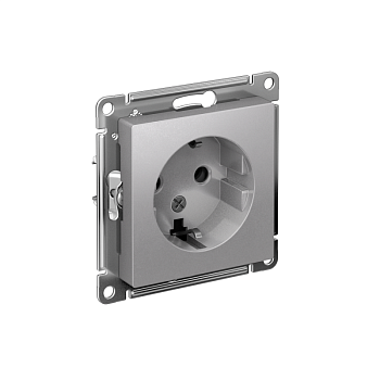 Механизм розетки 1-м СП AtlasDesign 16А IP20 с заземл. алюм. SchE ATN000343