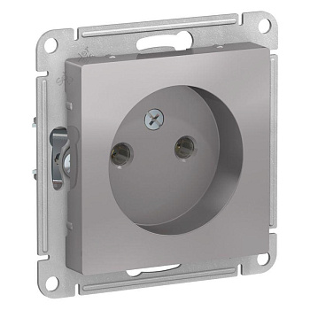 Механизм розетки 1-м СП AtlasDesign 16А IP20 без заземл. алюм. SchE ATN000341