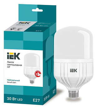 Лампа светодиодная HP 30Вт 230В 4000К E27 IEK LLE-HP-30-230-40-E27 Лампа светодиодная HP 30Вт 230В 4000К E27 IEK LLE-HP-30-230-40-E27