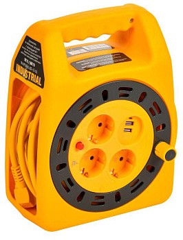 Удлинитель на катушке 3х15м с заземл. Industrial УК15 2P+PE 3х1.5кв.мм USBх2 LED термозащита IEK IN-KP24-16-03-15-UL Удлинитель на катушке 3х15м с заземл. Industrial УК15 2P+PE 3х1.5кв.мм USBх2 LED термозащита IEK IN-KP24-16-03-15-UL