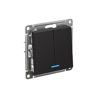 Механизм выключателя 2-кл. СП AtlasDesign 10А IP20 (сх. 5а) 10AX с подсветкой карбон SchE ATN001053