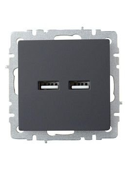 Розетка BRITE USB A+A 3.1А РЮ10-1-БрГ графит IEK BR-U21-D31-K53