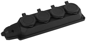 Колодка 4-м с заземл. 16А IP44 K-4e-B-IP44 каучук черн. Эра Б0044546