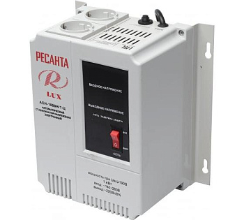 Стабилизатор напряжения АСН-1000 Н/1-Ц 1ф 1кВт настен. с одной розеткой IP20 релейный Lux Ресанта 63/6/14