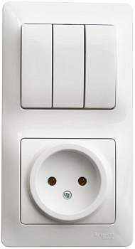 Блок комбинированный GLOSSA розетка + выкл. 3-кл. бел. SchE GSL000176