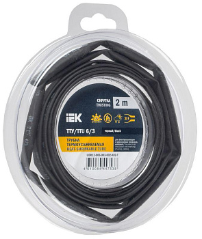 Трубка термоусадочная ТТУ нг-LS 6/3 черн. (уп.2м) IEK UDR12-006-003-002-K02-T Трубка термоусадочная ТТУ нг-LS 6/3 черн. (уп.2м) IEK UDR12-006-003-002-K02-T